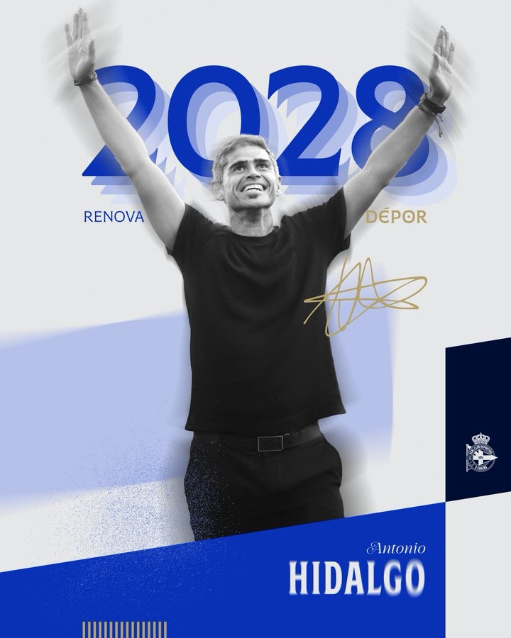 率队成功升级西甲！拉科鲁尼亚官方：续约主帅伊达尔戈至2028年